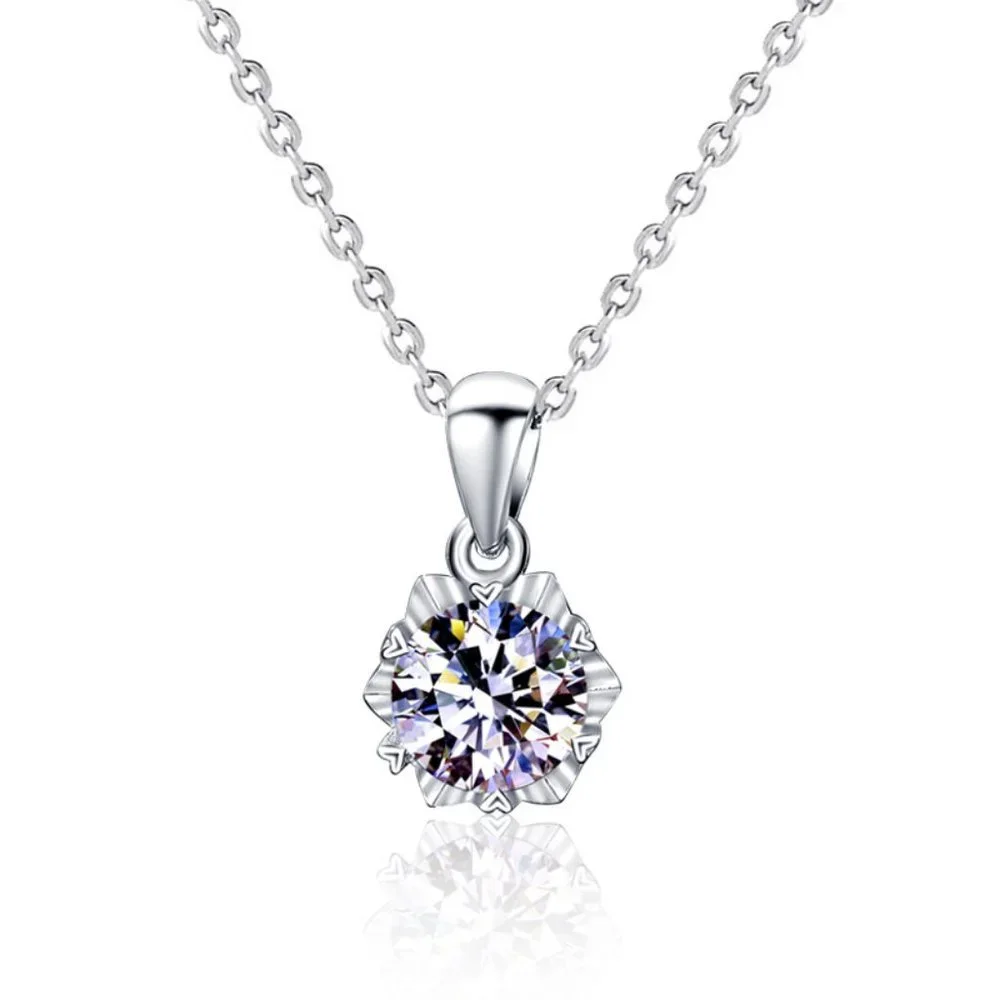 Certified 1ct. t.w. Moissanite Diamond Snowflake Necklace NEW B